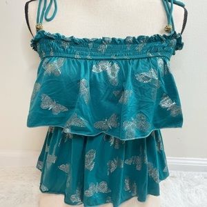 Dodo Bar Or Teal Tank Metallic Butterflies 🦋